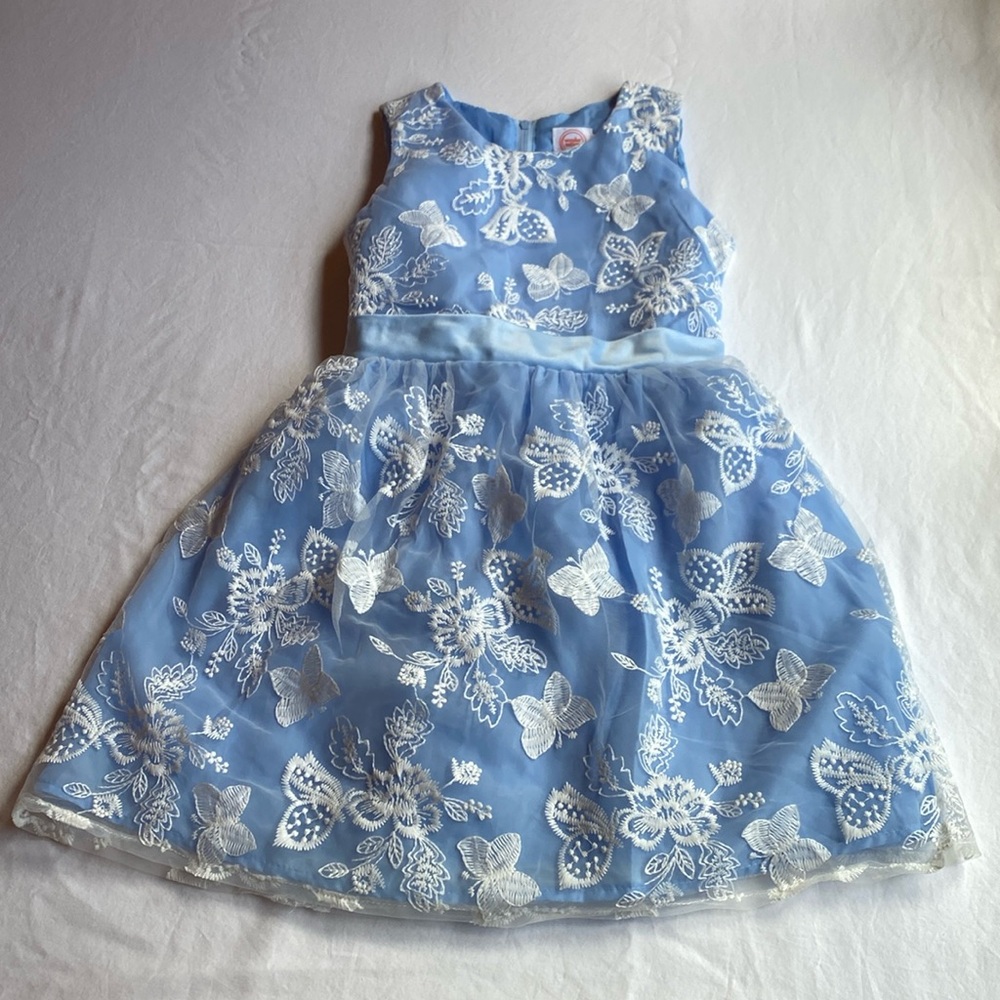 Little girls blue butterfly fancy dress
